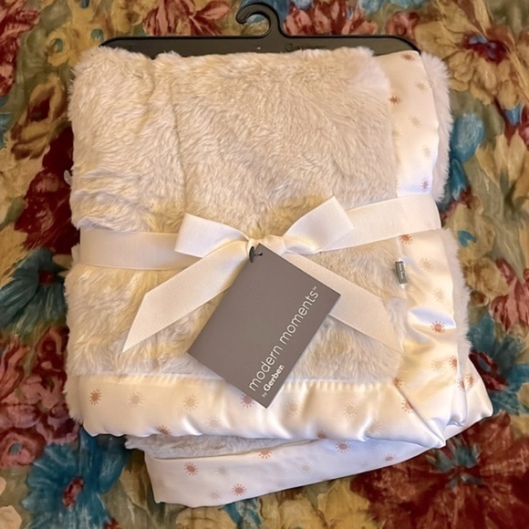 Brand New Modern Moments by Gerber Plush Baby Blanket w/ Satin Trim Neutral - Picture 13 of 13